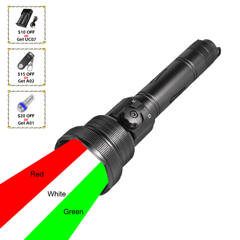 Brinyte T28 Tri-Color Rechargeable Hunting Light Kit