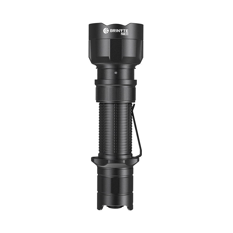 Brinyte ZT40 2400LM Zoomable White Light Flashlight – 4 Modes (Low/Med/High/Strobe), USB-C Rechargeable, Dual-Fuel, IPX8 for Tactical & Hunting