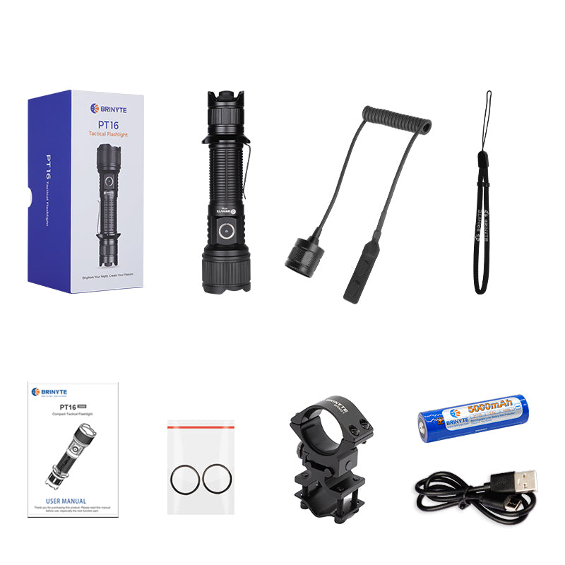 PT16-T Type-c Rechargeable Tactical Light Kit —Brinyte