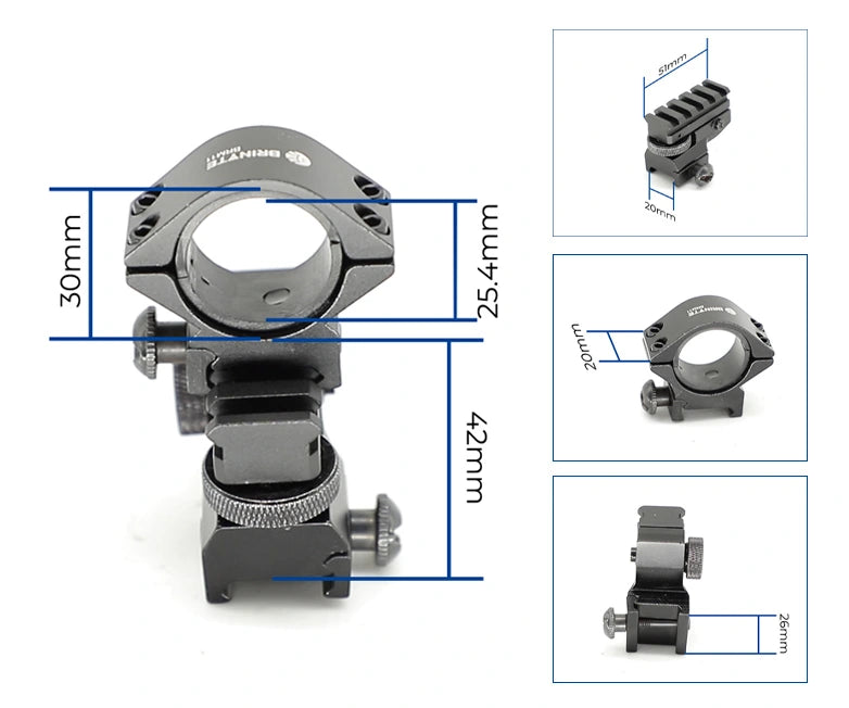 what 's the size of Brinyte BRM11 Windage Elevation Adjustable Mount