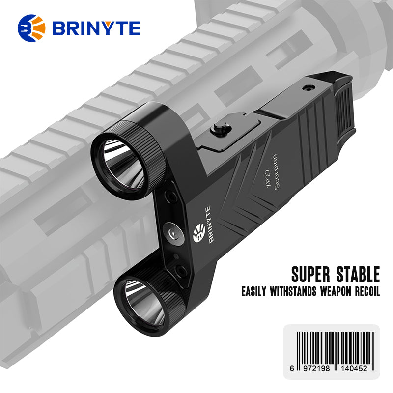 1300+Lumens Rail Mounted Light with Momentary Light up and Strobe Brinyte XP22 for Rifle