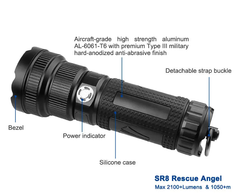 Brinyte SR8 Searchlight 2100 LMs & 1050m ,SOS Mode
