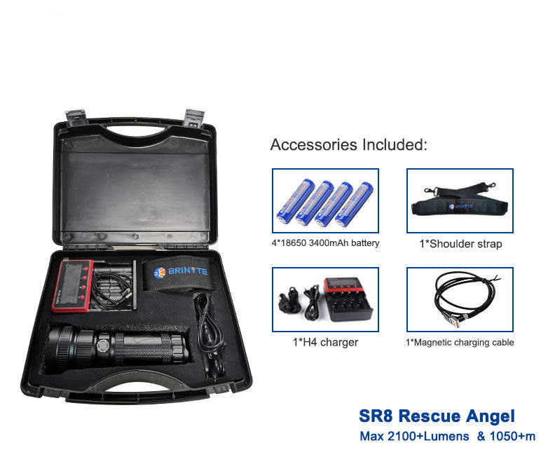Brinyte SR8 Searchlight 2100 LMs & 1050m ,SOS Mode