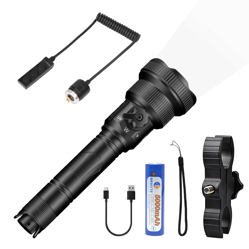 Brinyte T28 Tri-Color Rechargeable Hunting Light Kit