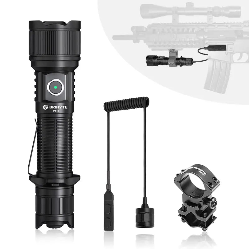 Brinyte PT16-T Tactical Rechargeable Light Kit with Remote Pressure Switch and Mount