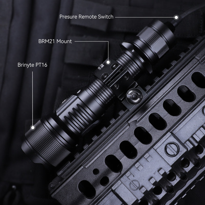 Brinyte PT16 Enhanced Tactical Kit with Remote Switch & Holster & Tactical Ring & BRM21 Mount
