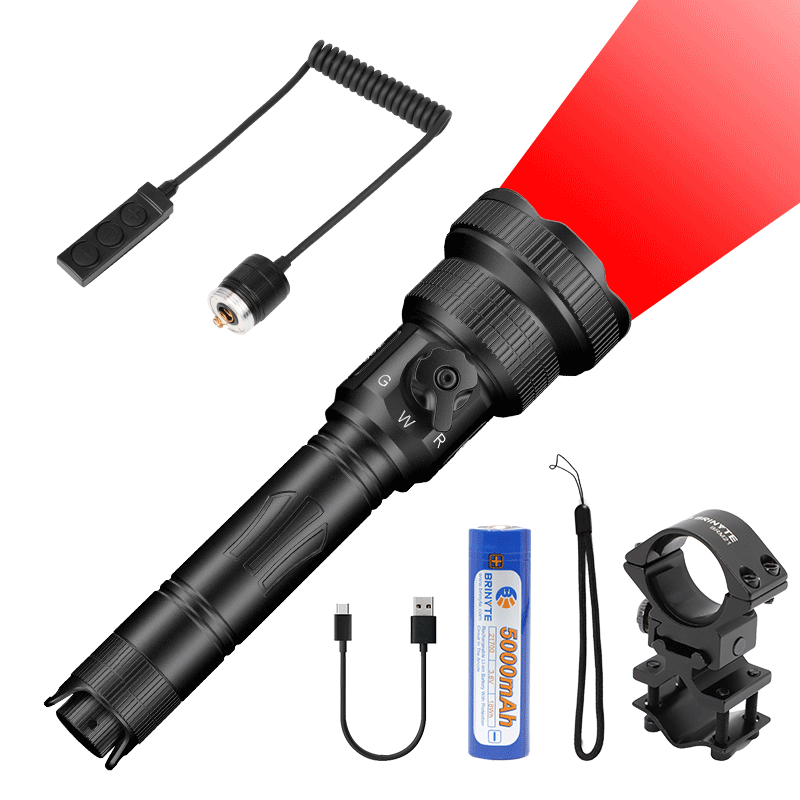 Brinyte T28 Tri-Color Rechargeable Hunting Light Kit