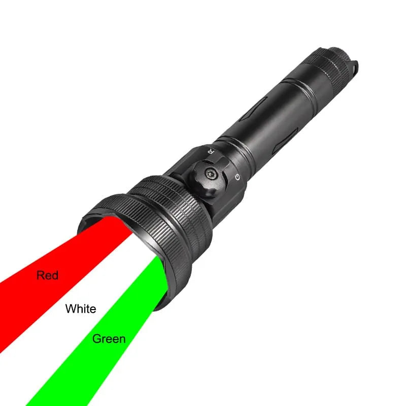 Brinyte T28 3-color hunting flashlight kit with white, red, and green lighting modes