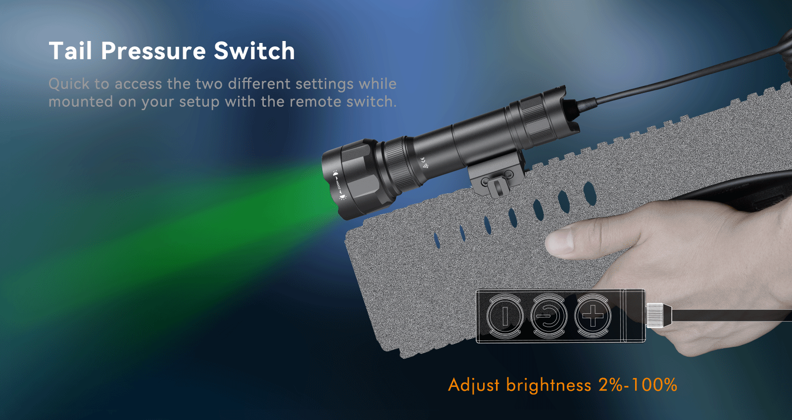 Brinyte T40 Hunting flashlight tail pressure switch view