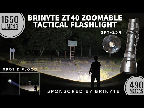 Zoomable tactical flashlight with 1650 lumens, USB-C charging and 490m beam distance
