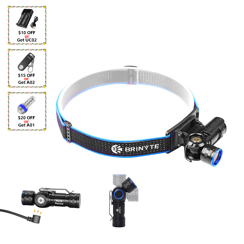 Linterna frontal Brinyte HL16 520lms compatible con batería seca y recargable