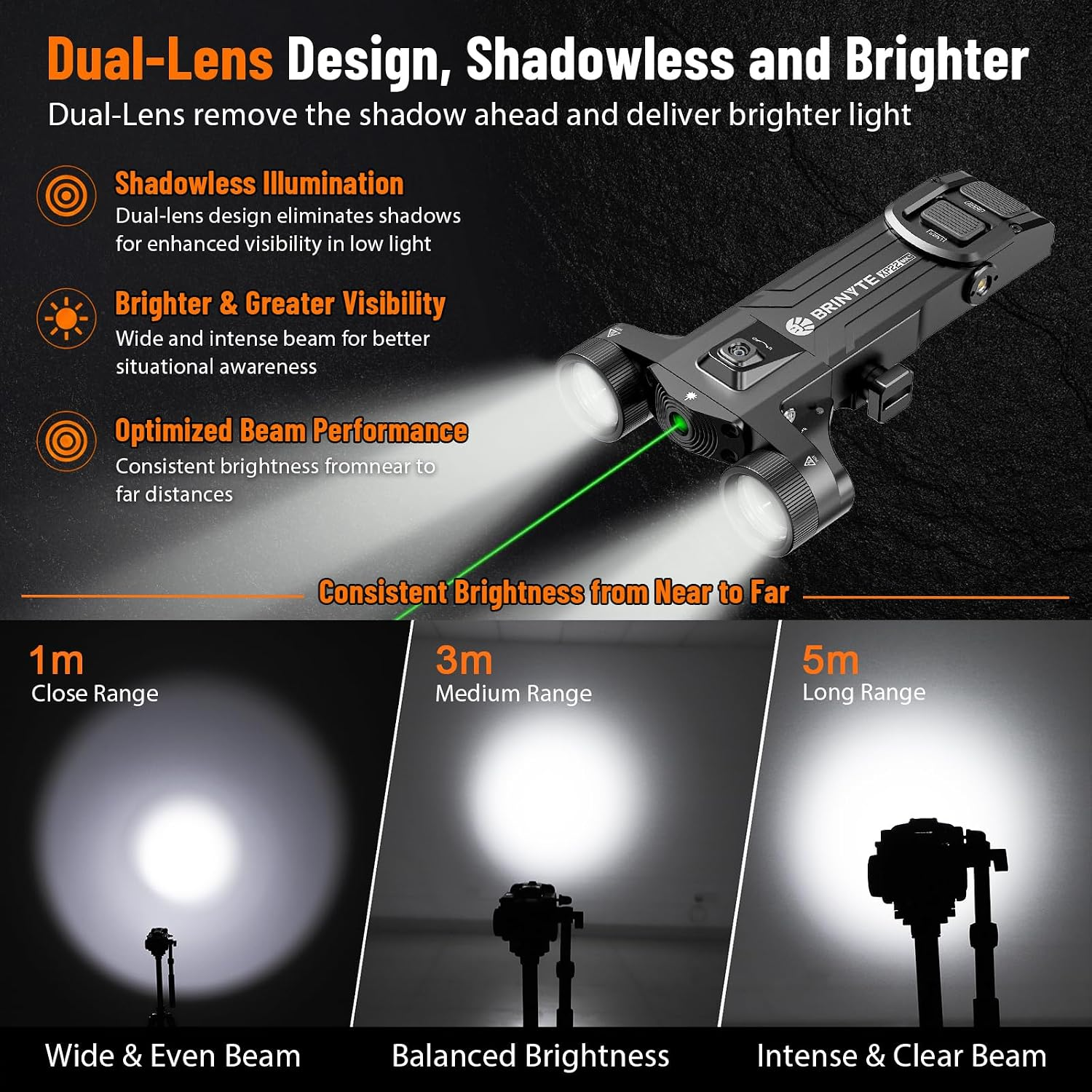 Brinyte XP22MK3 Scorpion: Low-Profile Weapon Light & Green Laser Combo for AR-15
