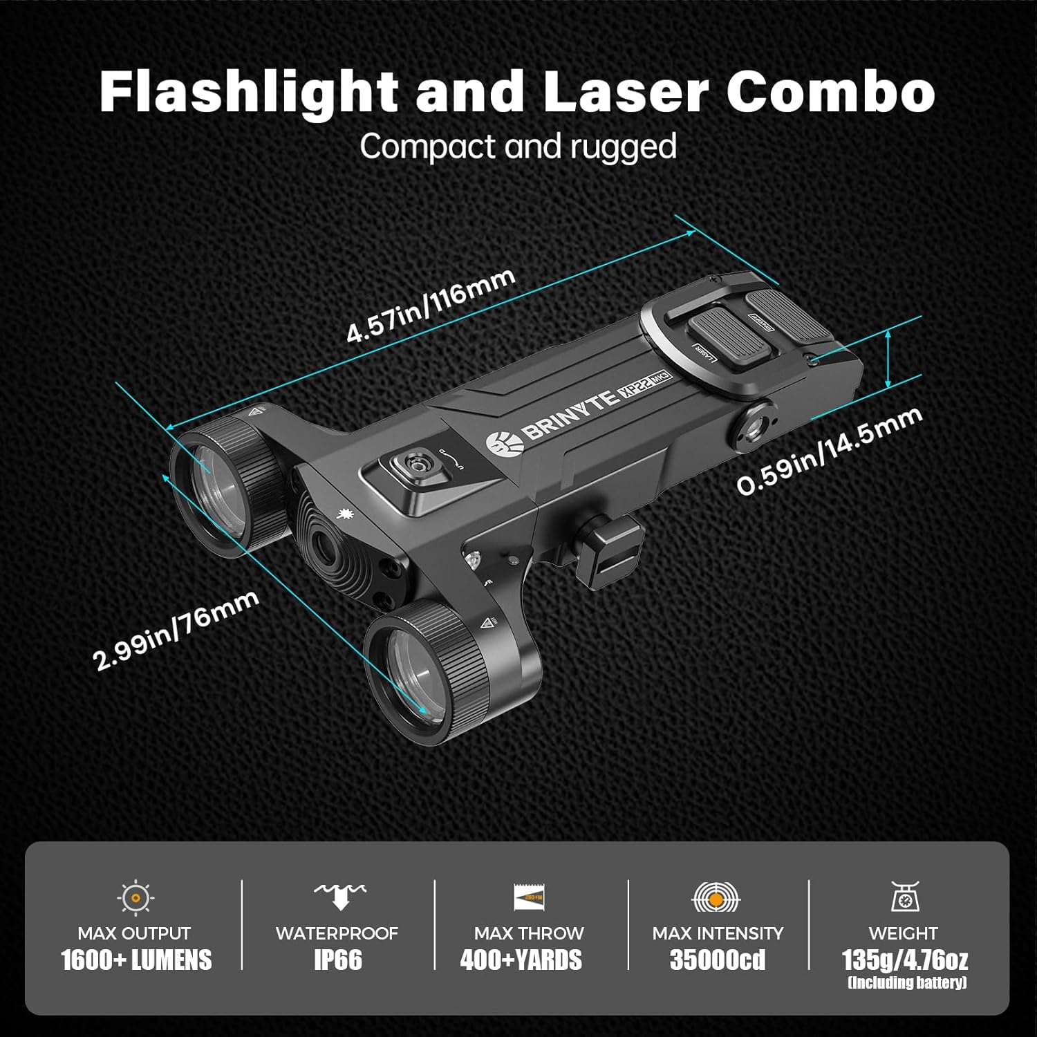 Brinyte XP22MK3 Scorpion: Low-Profile Weapon Light & Green Laser Combo for AR-15