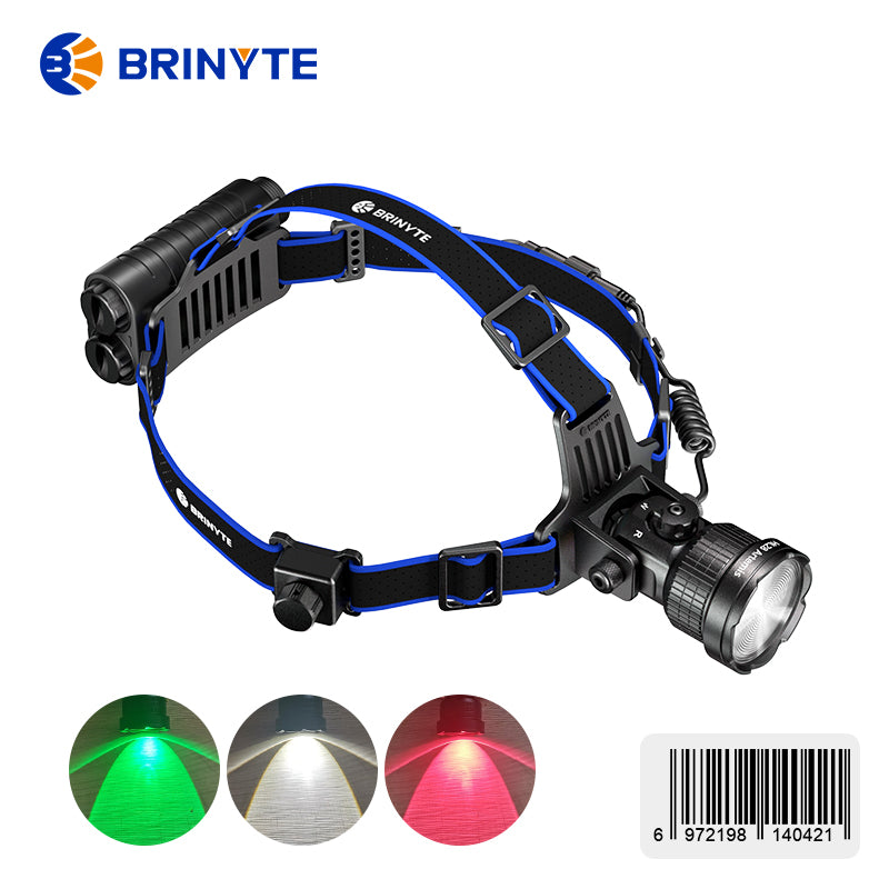 Brinyte HL28 Headlamp Ultra-long Battery Life ,White/Green/Red/IR Night Hunting Light