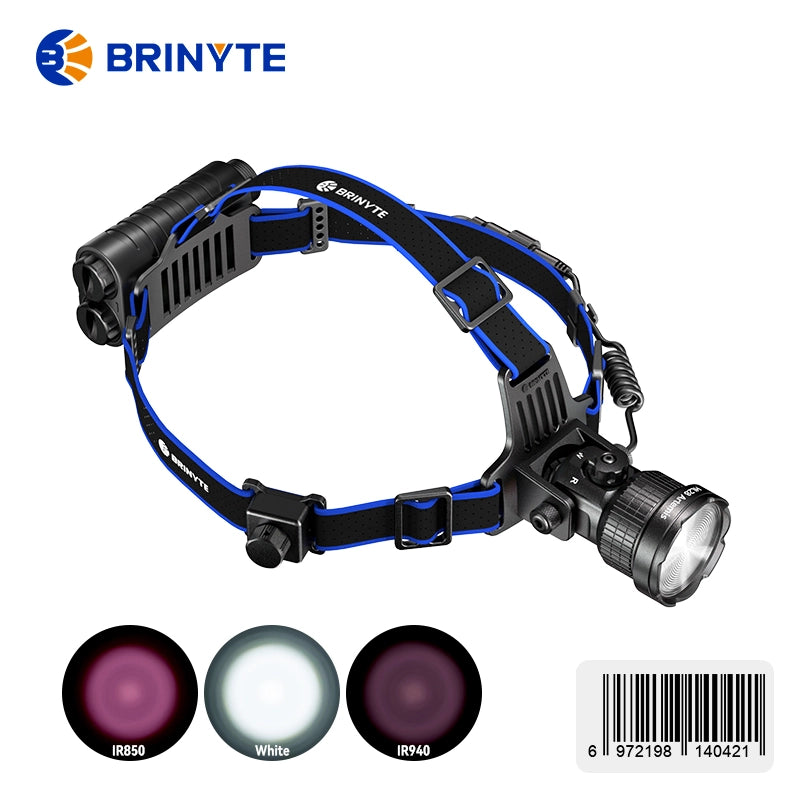 Brinyte HL28 Rechargeable Zoomable Hunting Headlamp Ultra-long Battery Life ,White/Green/Red/IR