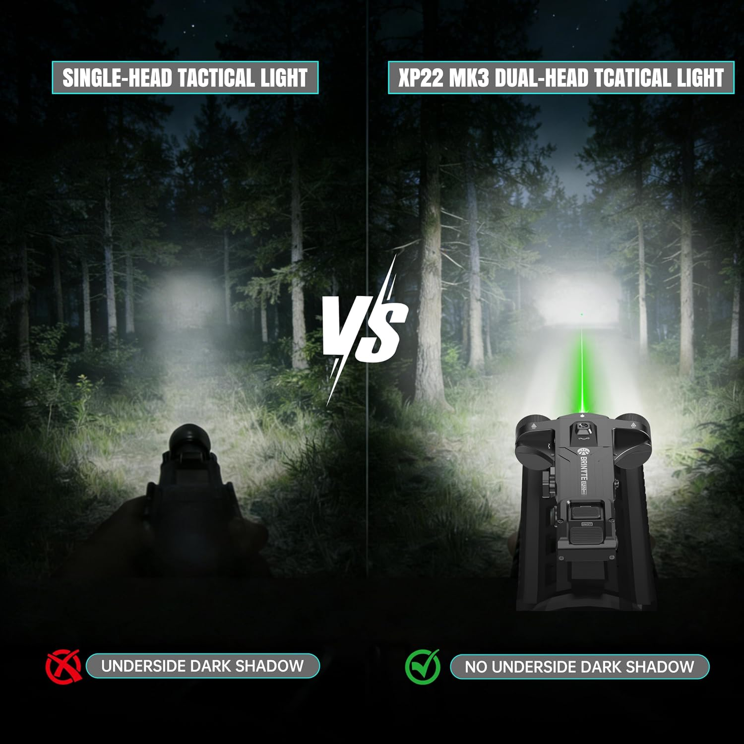 Brinyte XP22MK3 Scorpion: Low-Profile Weapon Light & Green Laser Combo for AR-15